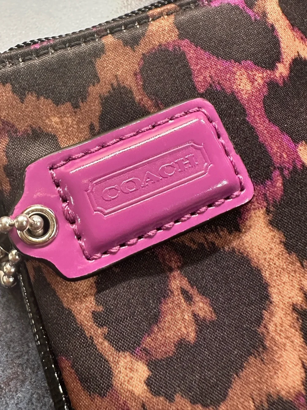 Coach Wristlet Clutch Ocelot Leopard Print Purple Brown Black NEW WITH TAG / BAG